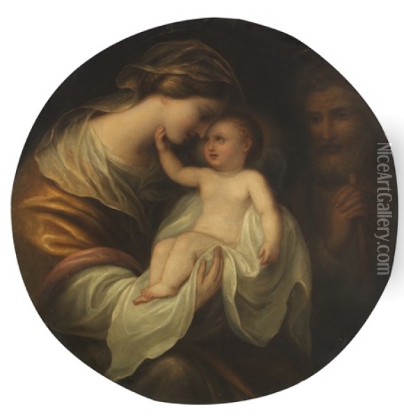 Die Heilige Familie Oil Painting - Eduard von Heuss
