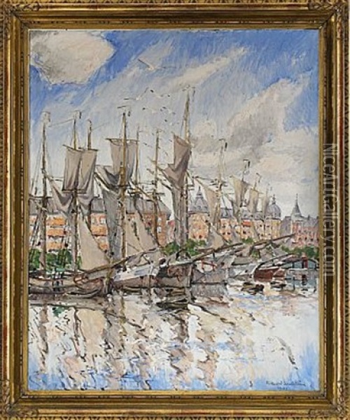 Strandvagen, Stockholm Oil Painting - Rikard Lindstroem