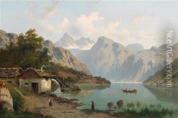 Muhle Am Vierwaldstatter See Oil Painting - Heinrich Eduard Heyn