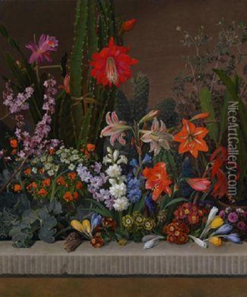 Blumenstillleben Oil Painting - Johannes Ludwig Camradt