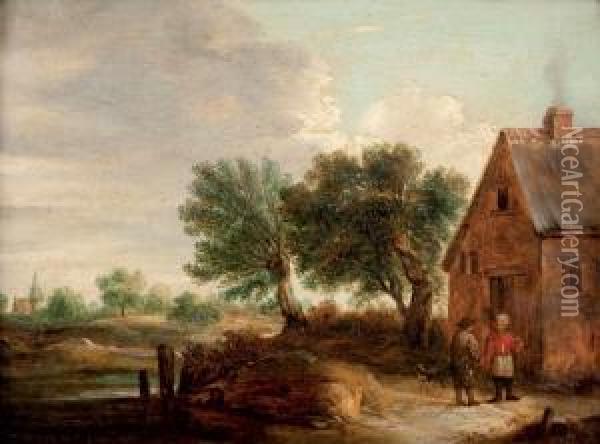 Paysans Devant Une Auberge Oil Painting - David The Younger Teniers