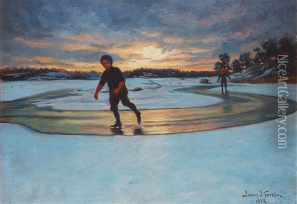Skaters Oil Painting - Jenny Nystroem