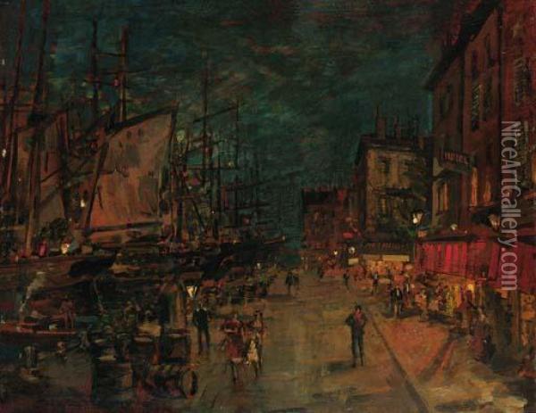 French Harbour-front By Night Oil Painting - Konstantin Alexeievitch Korovin