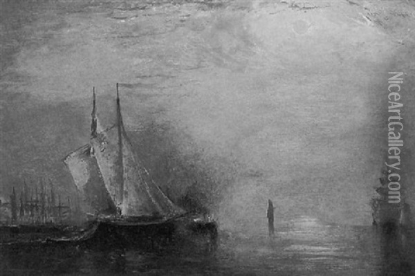 Whitby Harbour, England Oil Painting - John A. Hammond