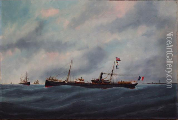 La Meurthe Oil Painting - Marie-Edouard Adam Of Le Havre