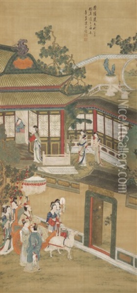 Palace Garden Oil Painting -  Chen Hongshou