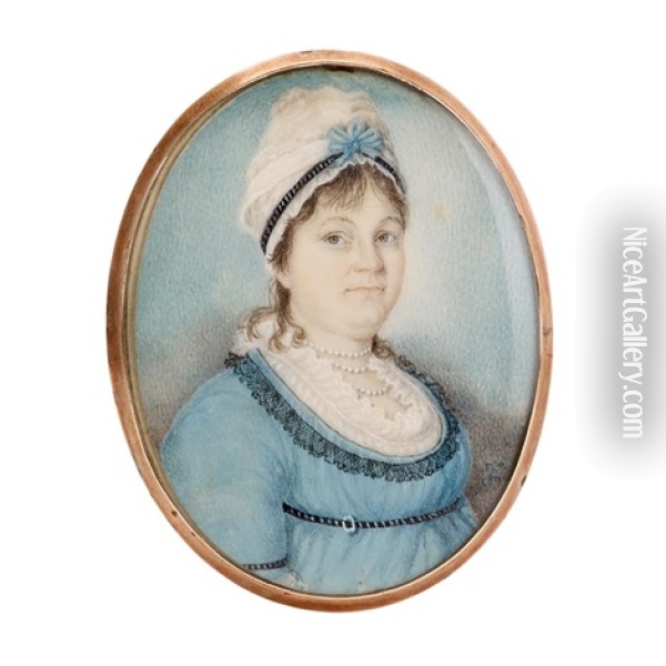 Miniature Portrait Of Nancy Anne Mccambell Hays Of Virginia Oil Painting - Francis Rabineau
