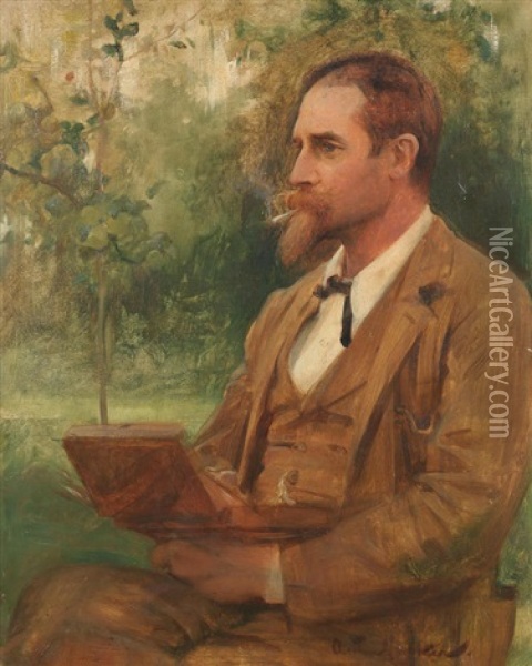 Portrait Of Edward Onslow Ford, Ra Oil Painting - Arthur Hacker