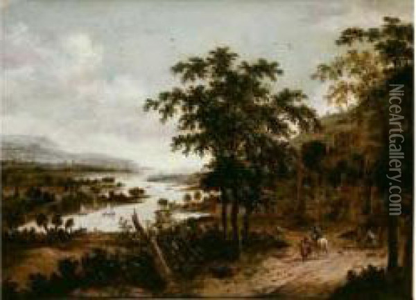 Paysage Panoramique De La Vallee Du Rhin Oil Painting - Dionys Verburgh