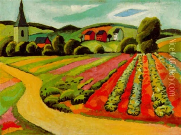 Landschaft Oil Painting - August Macke