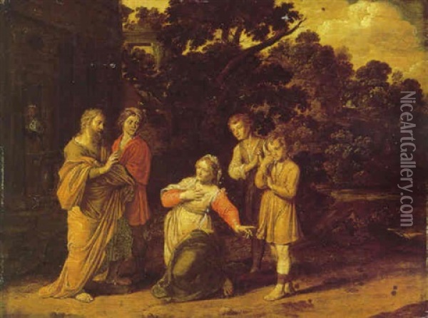 The Shunammite Woman Asking Elisha To Awaken Her Dead Son Oil Painting - Jan Tengnagel