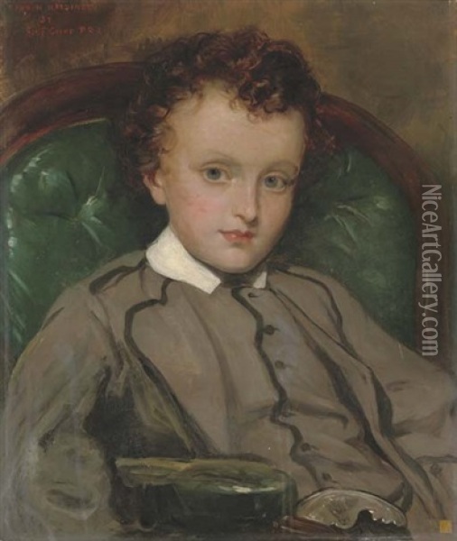 Portrait Of The Hon. Henry Charles Hardinge (1857-1924), Later 3rd Viscount Hardinge, Half-length, Seated In A Grey Suit Oil Painting - Sir Francis Grant