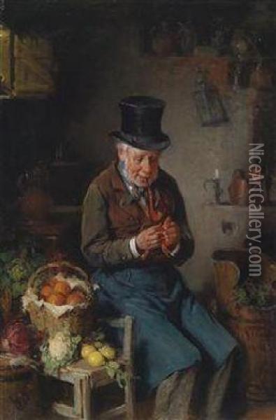 The Vegetable Seller Oil Painting - Hermann Kern
