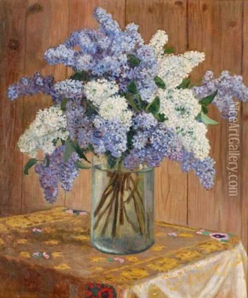 Bouquet De Lilas Oil Painting - Nikolai Petrovich Bogdanov-Belsky