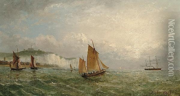 Ships Off Dover Oil Painting - Adolphus Knell