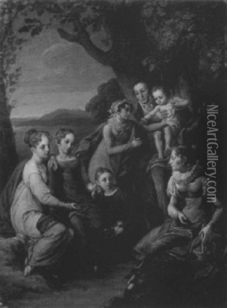 Bildnis Zweier Familien Oil Painting - Johann Friedrich Matthaei