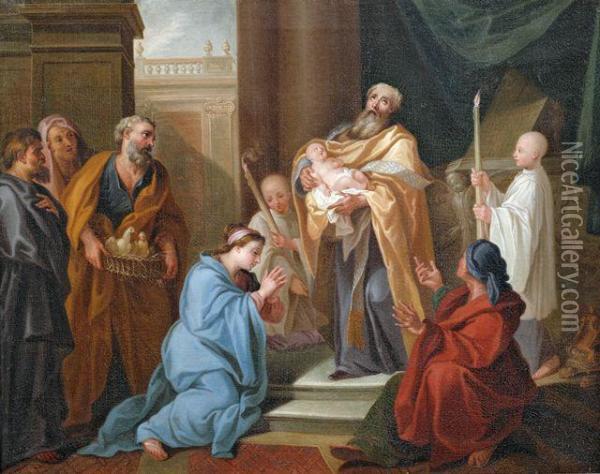 Die Darbringung Christi Im Tempel Oil Painting - Eustache Le Sueur