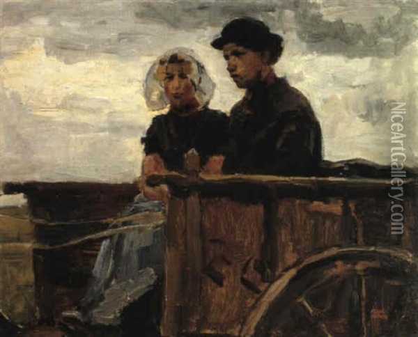 Couple In A Carriage Oil Painting - Isaac Israels