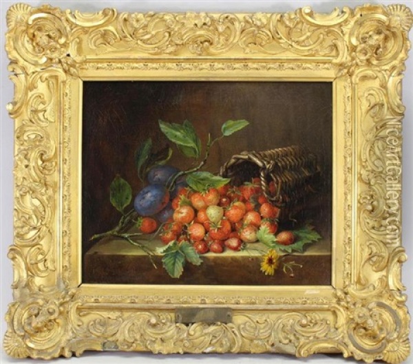 Strawberries, Plums Oil Painting - Antonie Rietveld