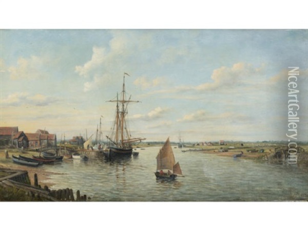 Shipping Scene At Walberswick; A Pair Oil Painting - John Moore Of Ipswich