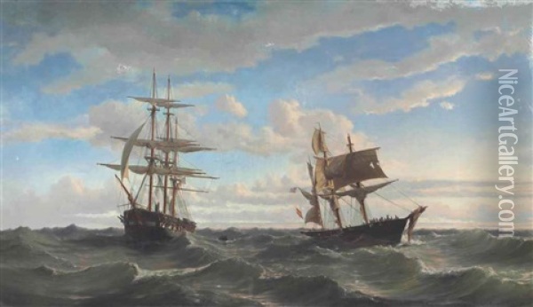 The Last Slave Ship Oil Painting - Jacob Eduard Heemskerck van Beest