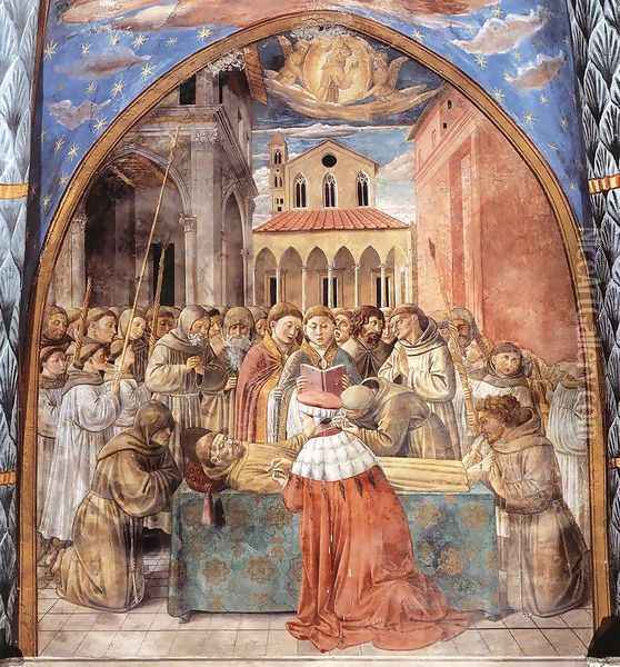 Scenes from the Life of St Francis (Scene 12, south wall) 1452 Oil Painting - Benozzo di Lese di Sandro Gozzoli