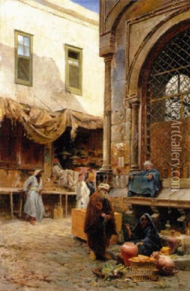 Morgenfruhe Am Sebil In Cairo Oil Painting - Max Friedrich Rabes