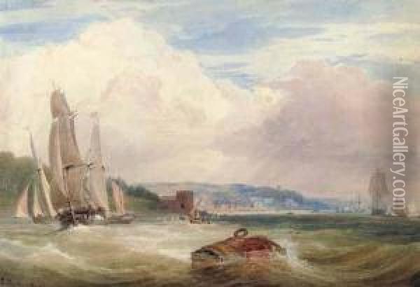 Off Cowes Oil Painting - Edward R.W.S Duncan