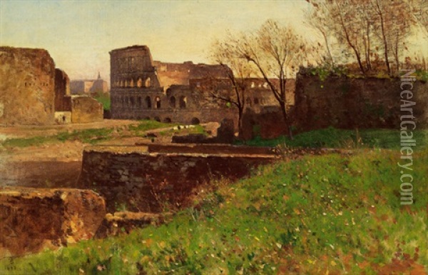 Das Colosseum In Rom Oil Painting - Ferdinand Brunner