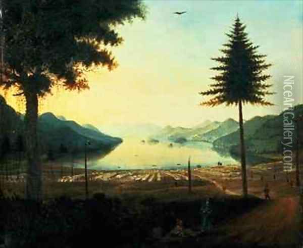 The Encampment at Lake George New York Oil Painting - Thomas Davies