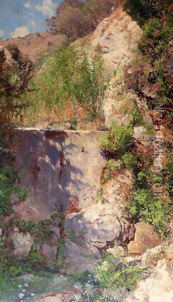 A Sunlit Gorge, Palestina Oil Painting - Eugen Felix Prosper Bracht