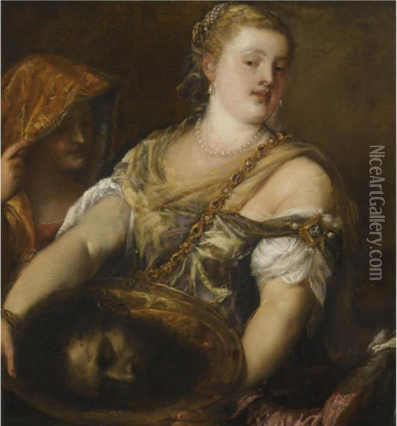 Salome With The Head Of John The Baptist Oil Painting - Tiziano Vecellio (Titian)