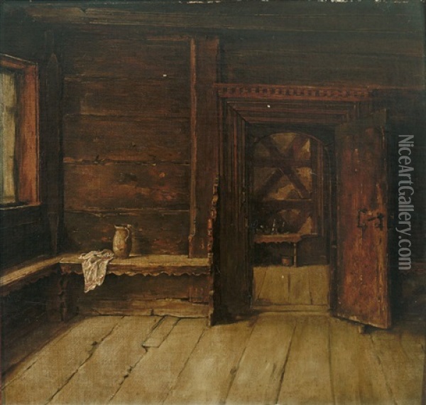 Blick In Ein Spatgotisches Holzhaus Oil Painting - Albert Friedrich Schroeder