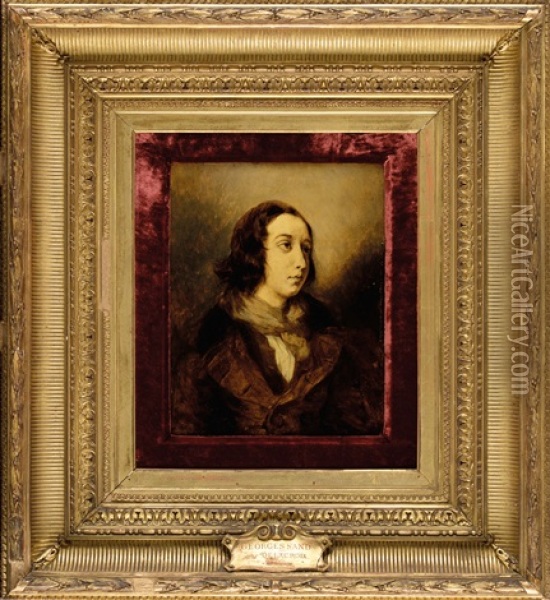 George Sand Habillee En Homme Oil Painting - Eugene Delacroix