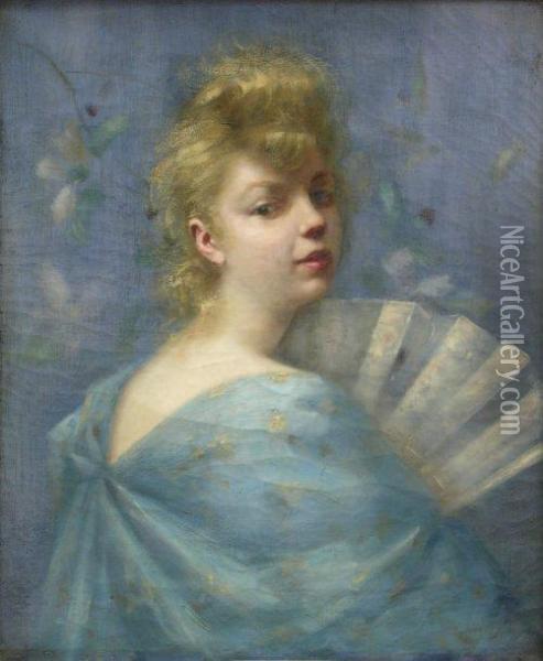 La Femme A L'eventail Oil Painting - Henri Benard