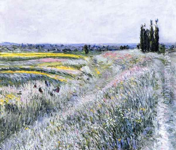 The Plain at Gennevilliers, Group of Poplars Oil Painting - Gustave Caillebotte