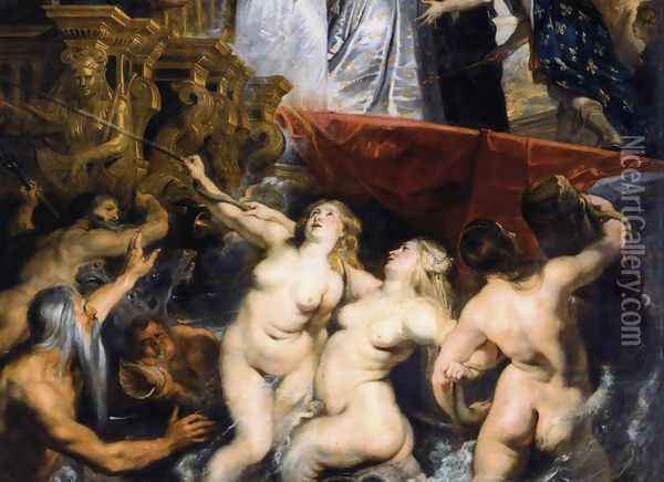 The Landing of Marie de Médicis at Marseilles (detail) 1623-25 Oil Painting - Peter Paul Rubens