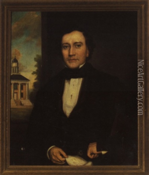 Portrait Of George M. Chishelm, A Wisconsin Architect Oil Painting - George J. Robertson