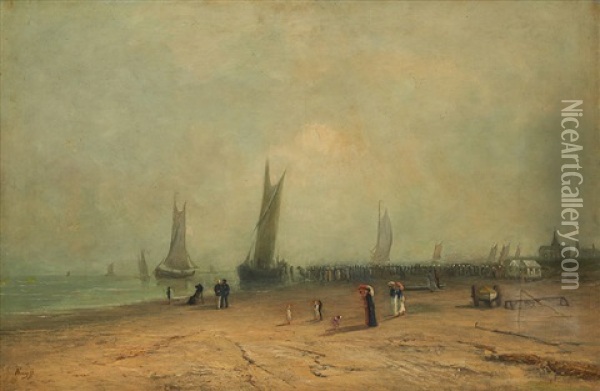 Plage A Boulogne-sur-mer Oil Painting - Alfred De Knyff