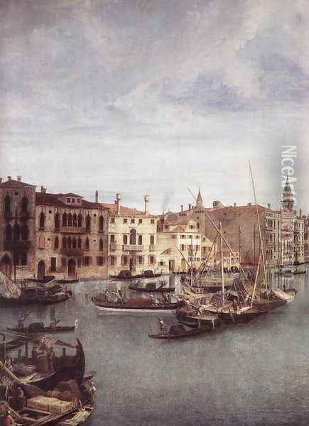 View of the Basilica della Salute (detail) 1733-35 Oil Painting - Michele Marieschi