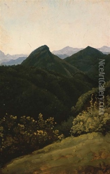 A View Of The Sabine Mountains Oil Painting - Simon-Joseph-Alexandre Clement Denis