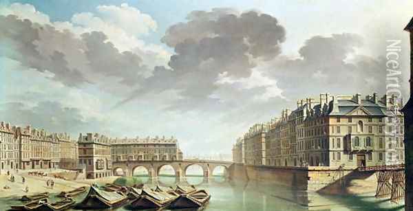 The Ile Saint-Louis and the Pont Marie in 1757 Oil Painting - Nicolas Raguenet