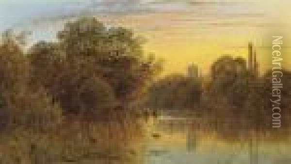 The Thames At Sunset Oil Painting - Alfred Augustus Glendening