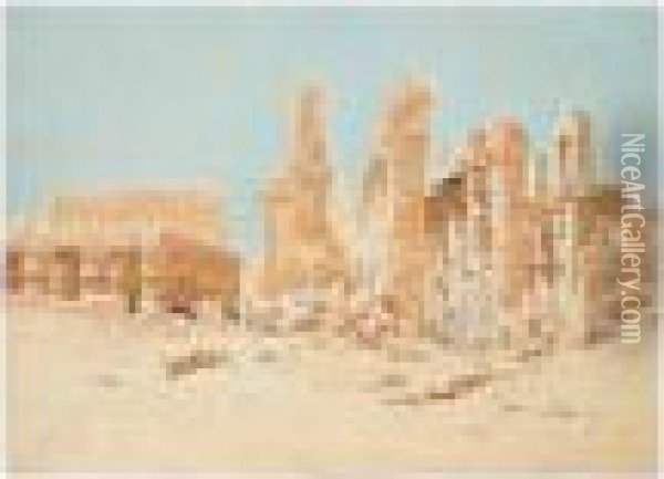 Ruins At Karnak Oil Painting - Augustus Osborne Lamplough