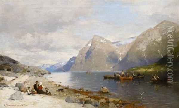 Im Fjord Oil Painting - Georg Anton Rasmussen