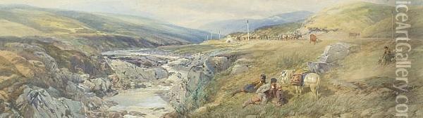 In The Highlands Oil Painting - Thomas Miles Richardson