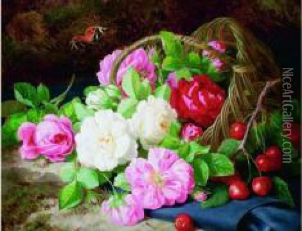 Roses Dans Un Panier Oil Painting - Josef Lauer