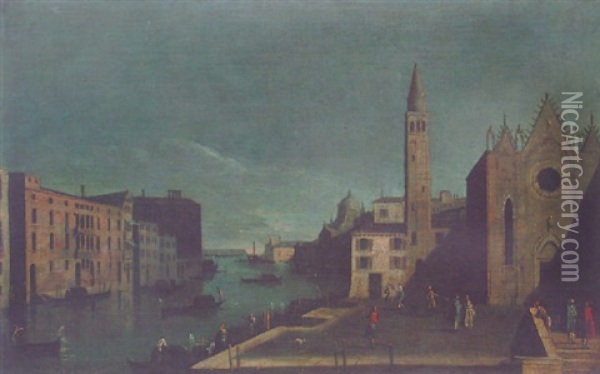 A View On The Grand Canal From Sta. Maria Della Carita Oil Painting - Francesco Albotti