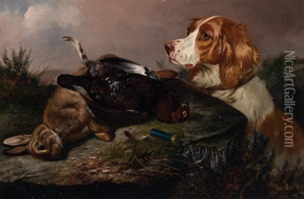 A Hunting Dog With Felled Game Oil Painting - Colin Graeme