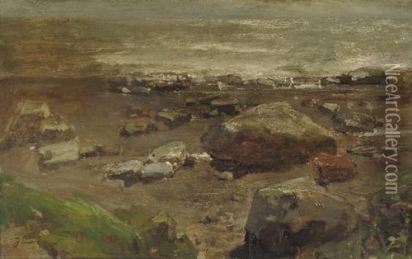 Kust Van Normandie: Boulders On The Beach Oil Painting - Jacob Henricus Maris